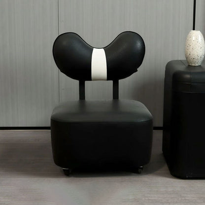 Contemporary Creative Cashew Nuts Square Pine Wood Faux Leather Sponge Movable Kids Low Stool Backrest Armless For Living Room