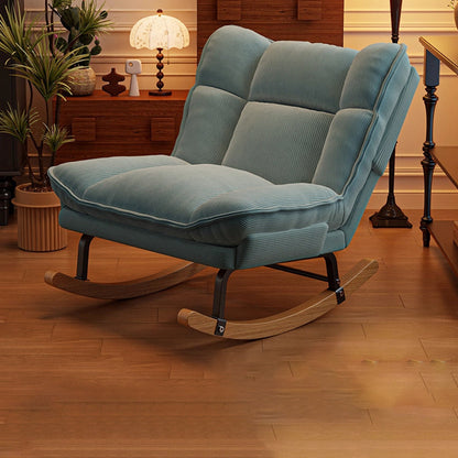 Contemporary Nordic Rectangular Rubberwood Iron Corduroy Sponge Plush Cotton Detachable Rocking Chair Backrest Armless For Bedroom