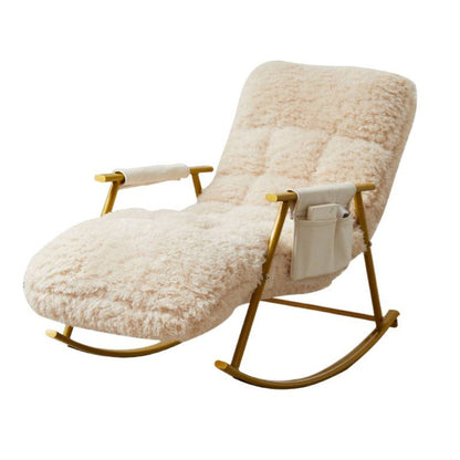 Contemporary Scandinavian Detachable Rectangular Carbon Steel Plush Sponge Plush Cotton Ergonomics Rocking Chair Backrest Armrest For Bedroom