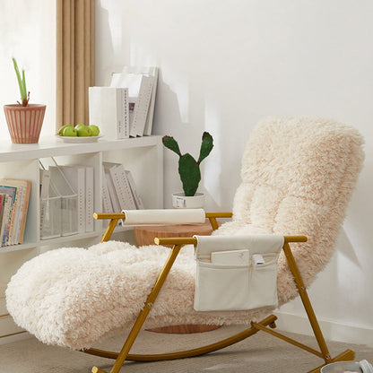 Contemporary Scandinavian Detachable Rectangular Carbon Steel Plush Sponge Plush Cotton Ergonomics Rocking Chair Backrest Armrest For Bedroom