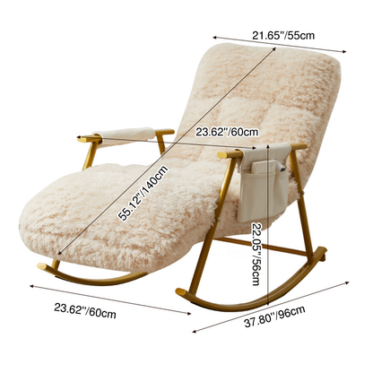Contemporary Scandinavian Detachable Rectangular Carbon Steel Plush Sponge Plush Cotton Ergonomics Rocking Chair Backrest Armrest For Bedroom