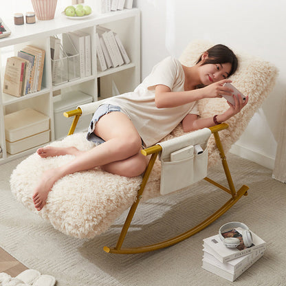 Contemporary Scandinavian Detachable Rectangular Carbon Steel Plush Sponge Plush Cotton Ergonomics Rocking Chair Backrest Armrest For Bedroom