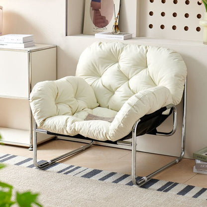 Contemporary Nordic Detachable Rectangular Carbon Steel Cat Scratching Leather Sponge Plush Cotton Ergonomics Accent Chair Backrest Armrest For Living Room