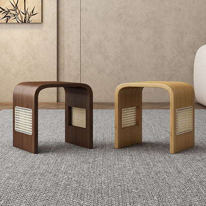 Modern Minimalist Arc Nan Bamboo Resin Rattan Weaving Kids Low Stool Backless Armless For Entryway