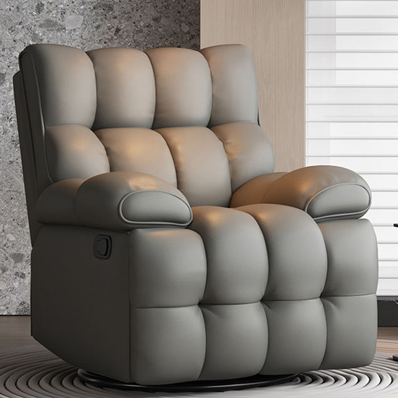 Contemporary Scandinavian Tofu Block Carbon Steel Cat Scratching Leather Manual Adjustment Rotatable Accent Chair Armrest For Living Room