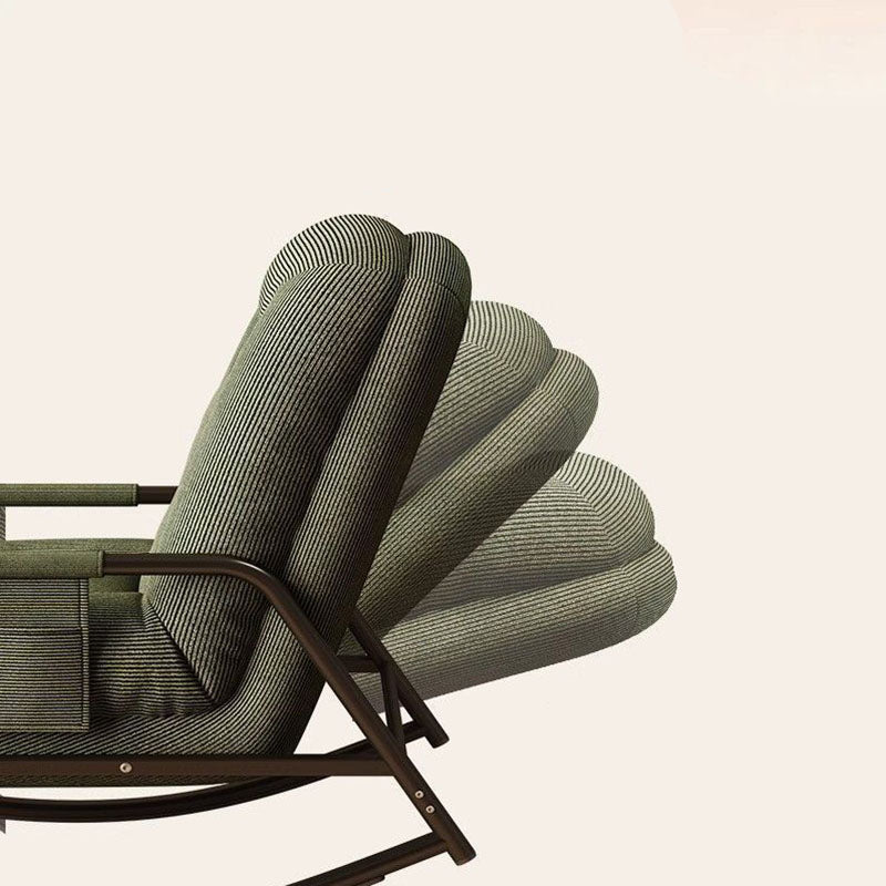 Modern Minimalist Ergonomics & Soft Oval Iron Frame Corduroy Sponge Plush Cotton Rocking Chair Backrest Armrest For Living Room & Bedroom