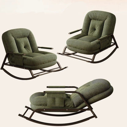 Modern Minimalist Ergonomics & Soft Oval Iron Frame Corduroy Sponge Plush Cotton Rocking Chair Backrest Armrest For Living Room & Bedroom