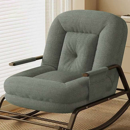 Modern Minimalist Ergonomics & Soft Oval Iron Frame Corduroy Sponge Plush Cotton Rocking Chair Backrest Armrest For Living Room & Bedroom