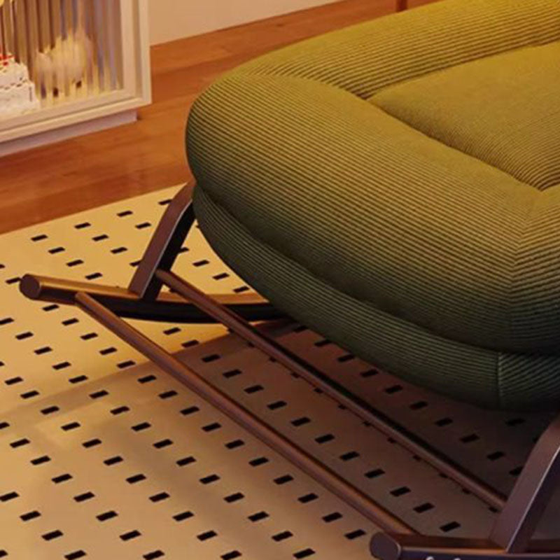 Modern Minimalist Ergonomics & Soft Oval Iron Frame Corduroy Sponge Plush Cotton Rocking Chair Backrest Armrest For Living Room & Bedroom