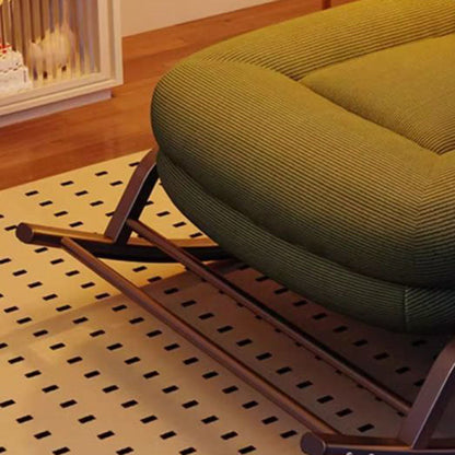 Modern Minimalist Ergonomics & Soft Oval Iron Frame Corduroy Sponge Plush Cotton Rocking Chair Backrest Armrest For Living Room & Bedroom
