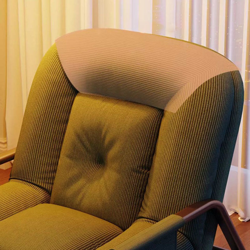 Modern Minimalist Ergonomics & Soft Oval Iron Frame Corduroy Sponge Plush Cotton Rocking Chair Backrest Armrest For Living Room & Bedroom