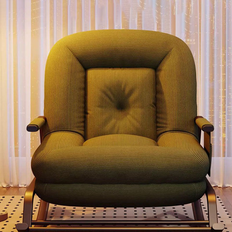 Modern Minimalist Ergonomics & Soft Oval Iron Frame Corduroy Sponge Plush Cotton Rocking Chair Backrest Armrest For Living Room & Bedroom