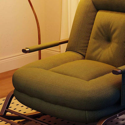 Modern Minimalist Ergonomics & Soft Oval Iron Frame Corduroy Sponge Plush Cotton Rocking Chair Backrest Armrest For Living Room & Bedroom