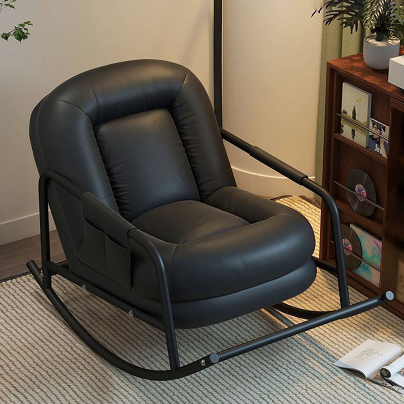 Contemporary Nordic Ergonomics Rectangular Cat Scratching Leather Corduroy Carbon Steel Sponge Plush Cotton Rocking Chair Backrest Armrest For Living Room