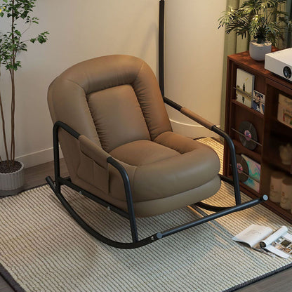 Contemporary Nordic Ergonomics Rectangular Cat Scratching Leather Corduroy Carbon Steel Sponge Plush Cotton Rocking Chair Backrest Armrest For Living Room