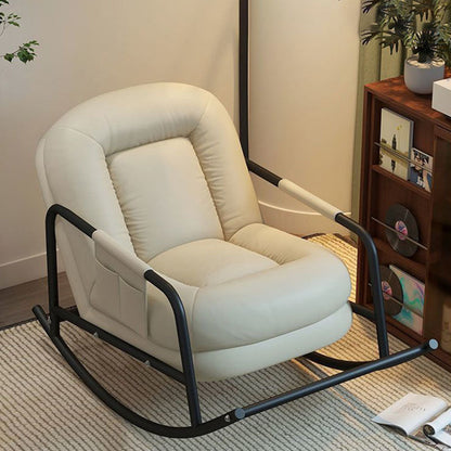 Contemporary Nordic Ergonomics Rectangular Cat Scratching Leather Corduroy Carbon Steel Sponge Plush Cotton Rocking Chair Backrest Armrest For Living Room