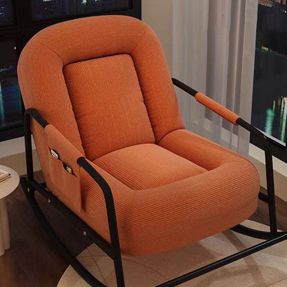 Contemporary Nordic Ergonomics Rectangular Cat Scratching Leather Corduroy Carbon Steel Sponge Plush Cotton Rocking Chair Backrest Armrest For Living Room
