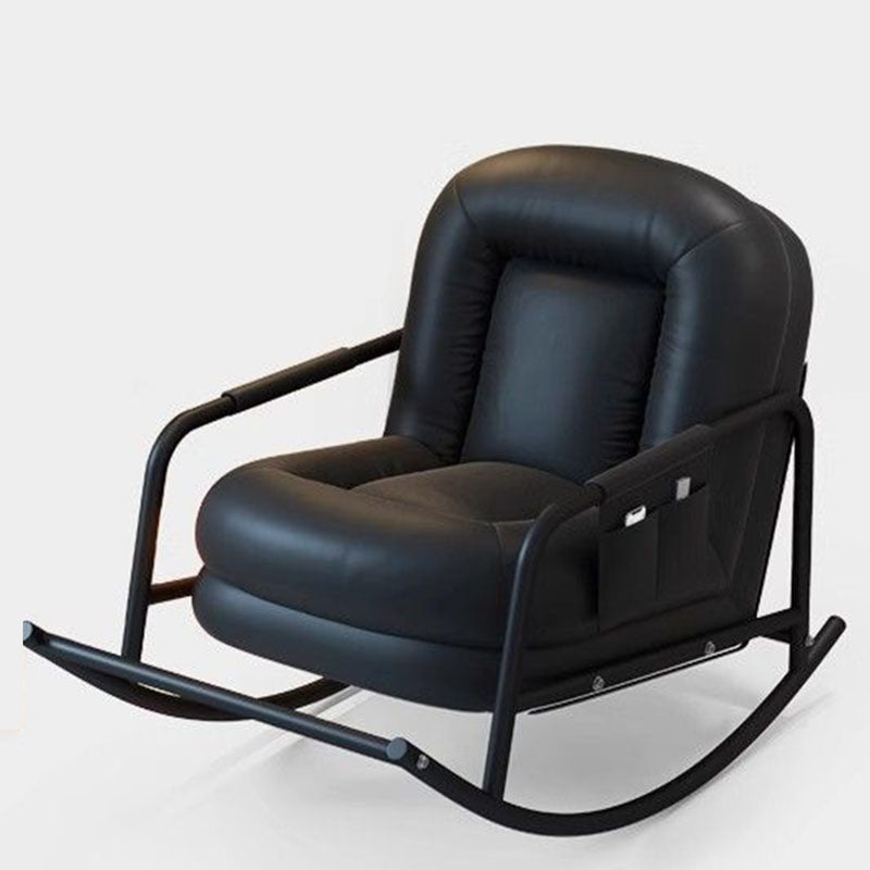 Contemporary Nordic Ergonomics Rectangular Cat Scratching Leather Corduroy Carbon Steel Sponge Plush Cotton Rocking Chair Backrest Armrest For Living Room