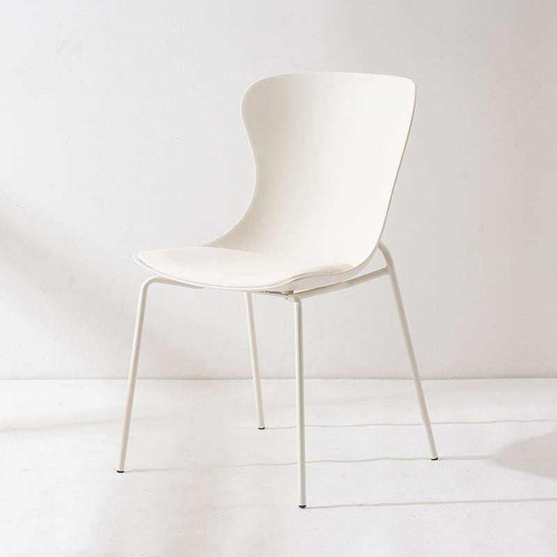 Contemporary Nordic Arc Plastic Iron PU Leather Dining Chair Backrest Armless For Dining Room