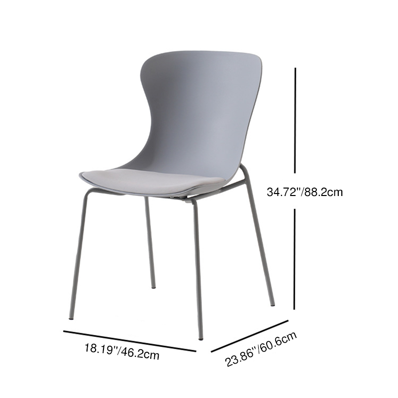 Contemporary Nordic Arc Plastic Iron PU Leather Dining Chair Backrest Armless For Dining Room