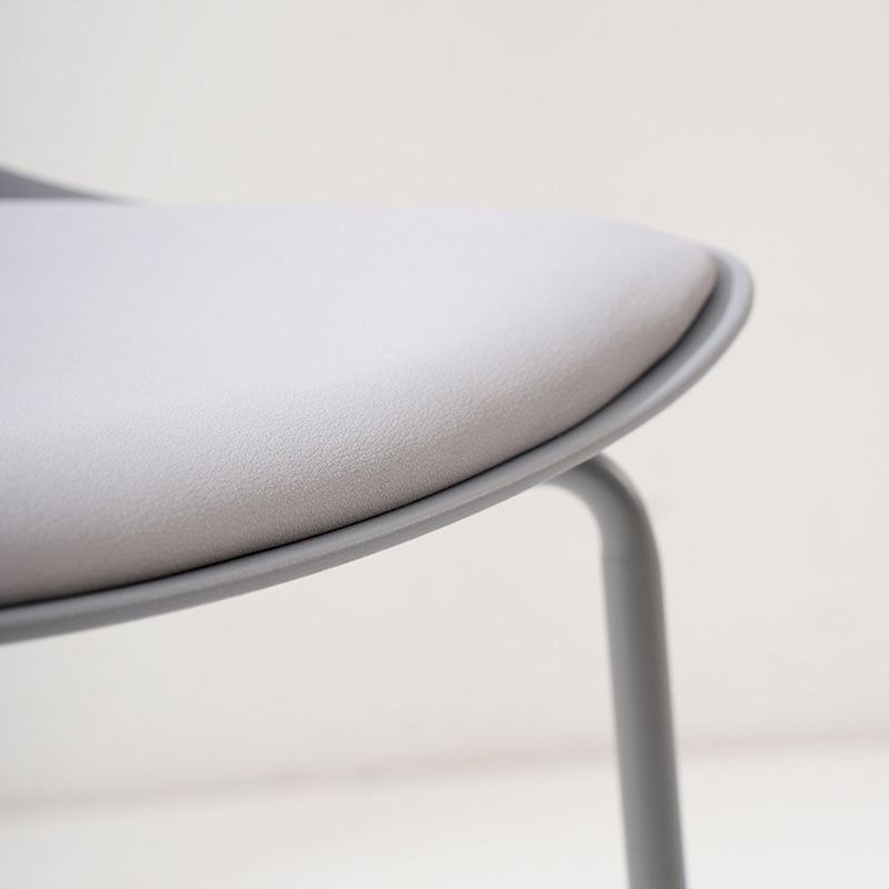 Contemporary Nordic Arc Plastic Iron PU Leather Dining Chair Backrest Armless For Dining Room