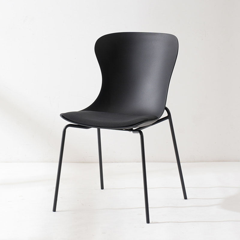 Contemporary Nordic Arc Plastic Iron PU Leather Dining Chair Backrest Armless For Dining Room