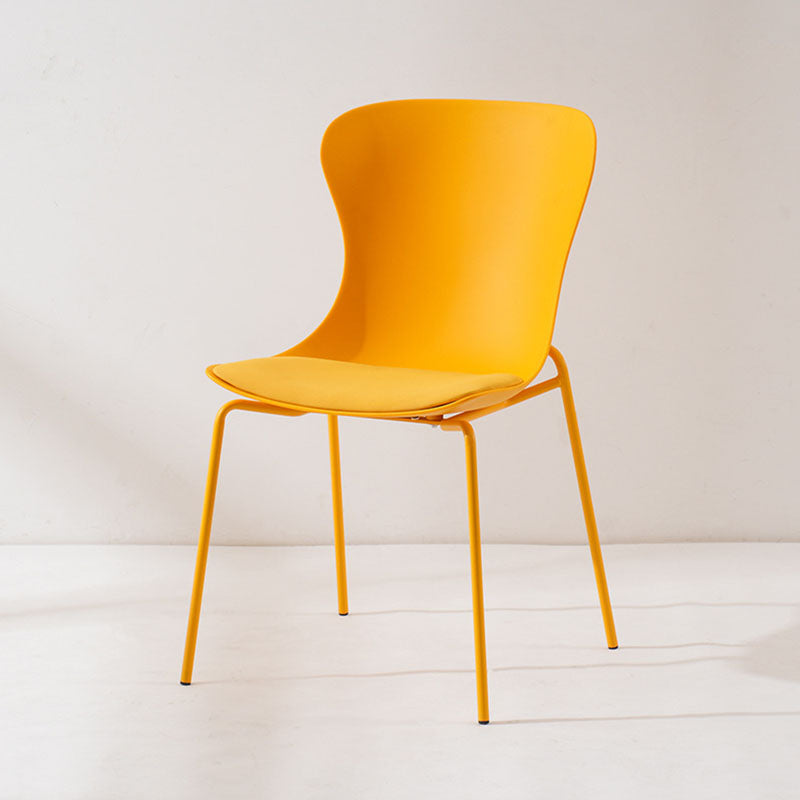 Contemporary Nordic Arc Plastic Iron PU Leather Dining Chair Backrest Armless For Dining Room
