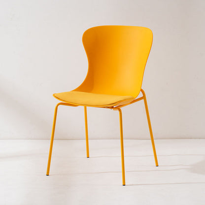 Contemporary Nordic Arc Plastic Iron PU Leather Dining Chair Backrest Armless For Dining Room