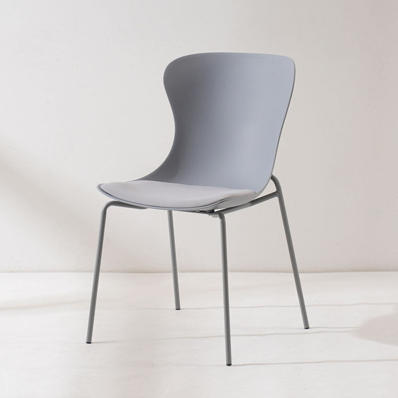 Contemporary Nordic Arc Plastic Iron PU Leather Dining Chair Backrest Armless For Dining Room