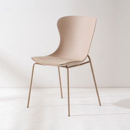 Contemporary Nordic Arc Plastic Iron PU Leather Dining Chair Backrest Armless For Dining Room