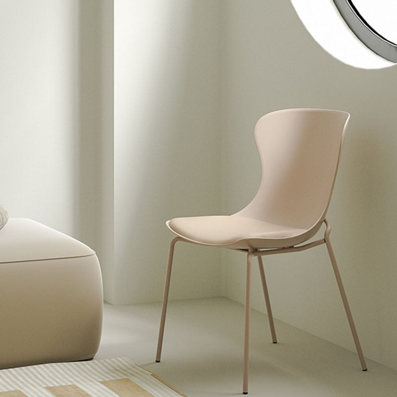 Contemporary Nordic Arc Plastic Iron PU Leather Dining Chair Backrest Armless For Dining Room