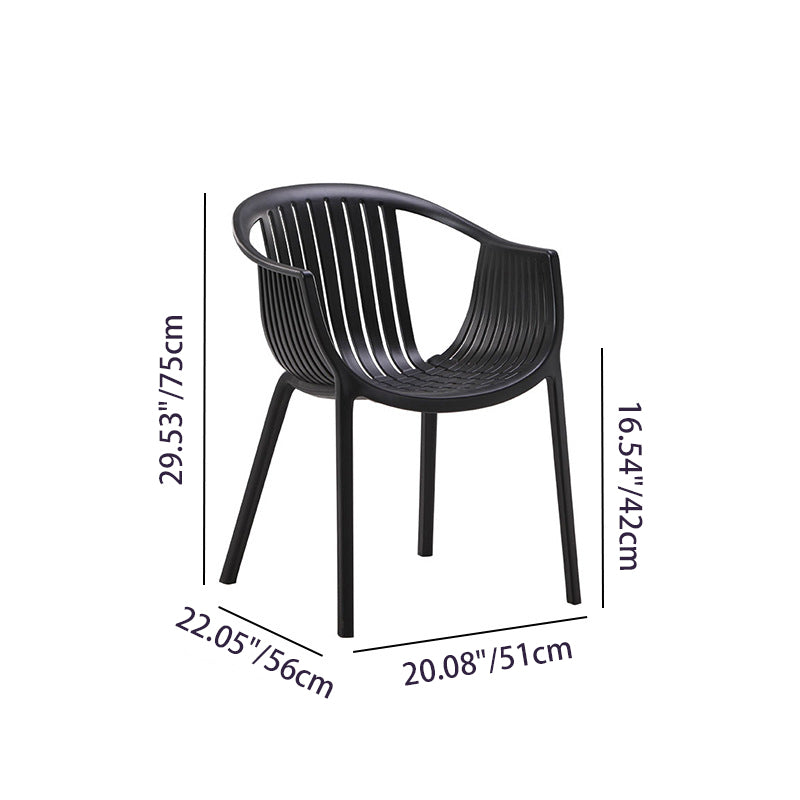 Modern Minimalist Ergonomics Arc-Shaped PP Sturdy Dining Chair Backrest Armrest For Dining Room