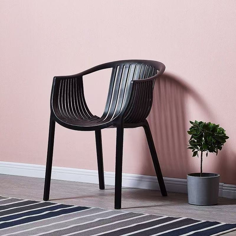 Modern Minimalist Ergonomics Arc-Shaped PP Sturdy Dining Chair Backrest Armrest For Dining Room