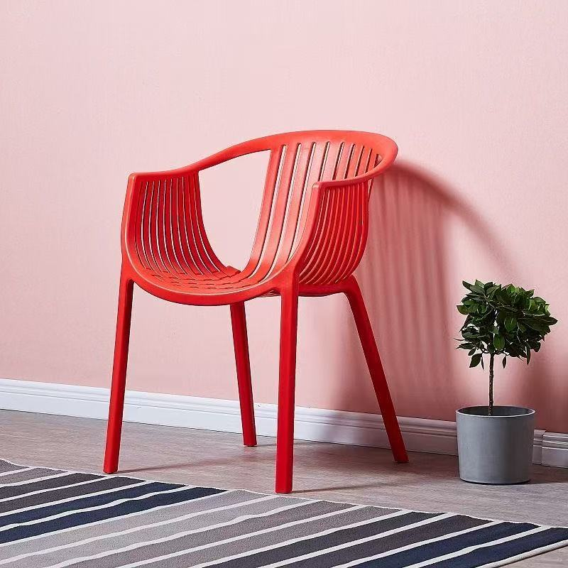 Modern Minimalist Ergonomics Arc-Shaped PP Sturdy Dining Chair Backrest Armrest For Dining Room