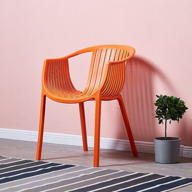 Modern Minimalist Ergonomics Arc-Shaped PP Sturdy Dining Chair Backrest Armrest For Dining Room