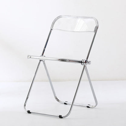 Modern Simplicity Transparent Rectangular Carbon Steel PET Folding Dining Chair Backrest Armless For Dining Room