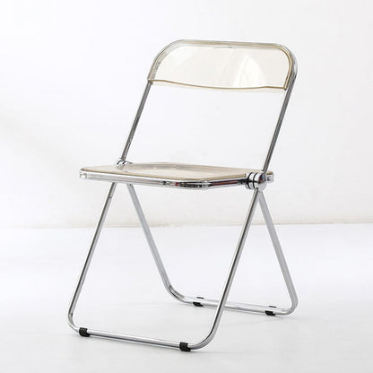 Modern Simplicity Transparent Rectangular Carbon Steel PET Folding Dining Chair Backrest Armless For Dining Room