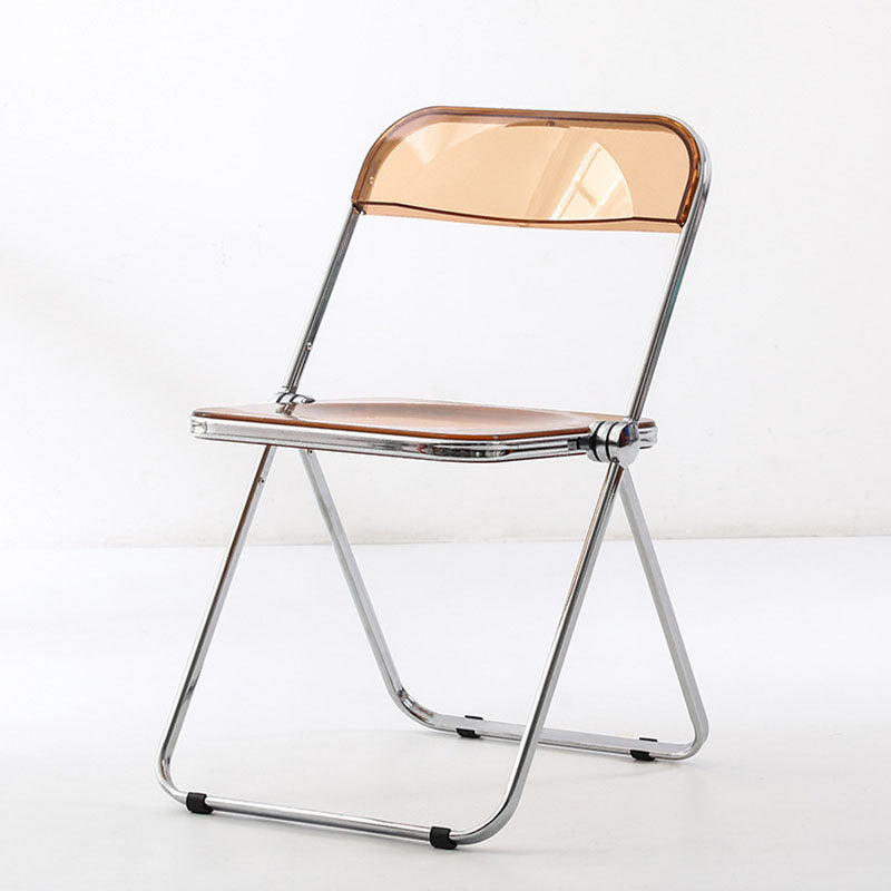 Modern Simplicity Transparent Rectangular Carbon Steel PET Folding Dining Chair Backrest Armless For Dining Room