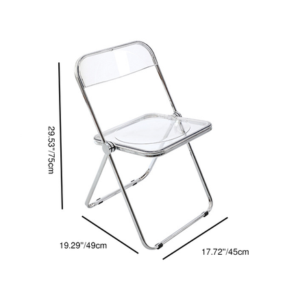Modern Simplicity Transparent Rectangular Carbon Steel PET Folding Dining Chair Backrest Armless For Dining Room