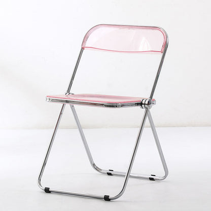 Modern Simplicity Transparent Rectangular Carbon Steel PET Folding Dining Chair Backrest Armless For Dining Room