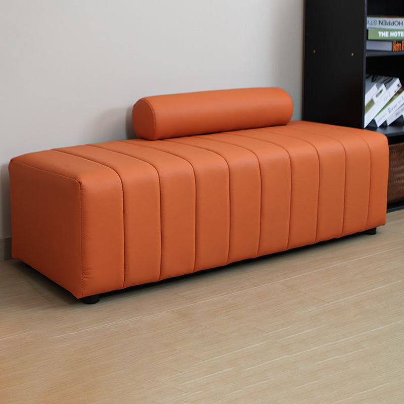 Contemporary Scandinavian Rectangular Cat Scratching Leather Faux Suede Fleece Solid Wood Sponge Plush Cotton Bench Backrest Armless For Entryway