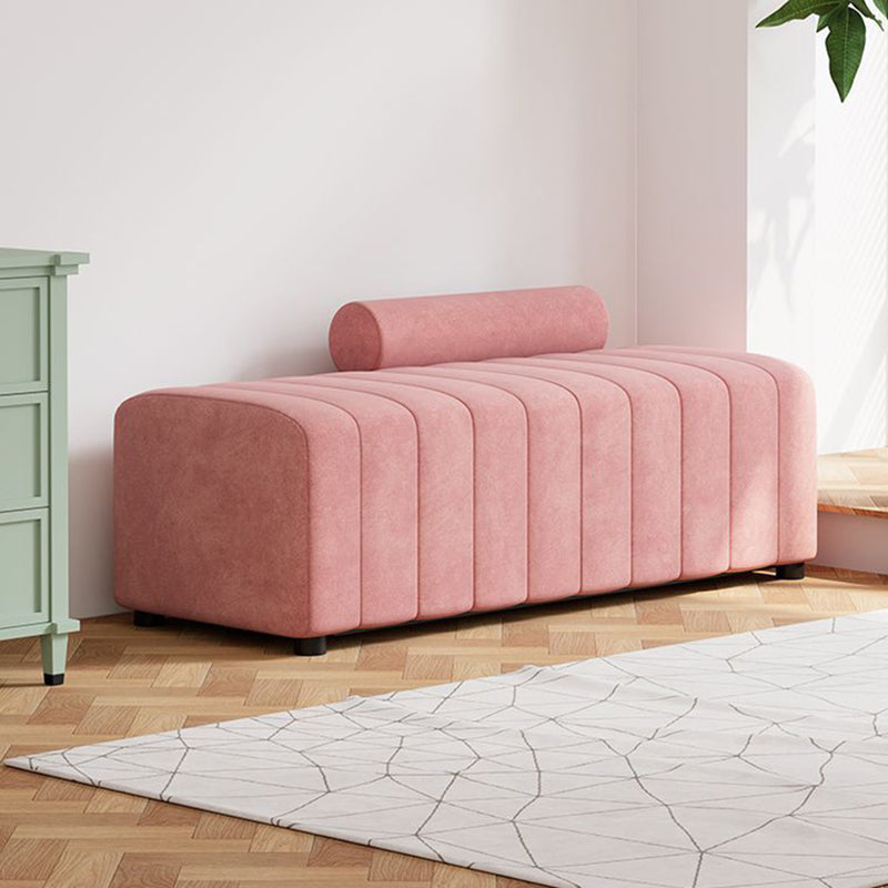 Contemporary Scandinavian Rectangular Cat Scratching Leather Faux Suede Fleece Solid Wood Sponge Plush Cotton Bench Backrest Armless For Entryway