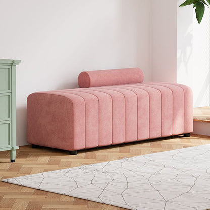 Contemporary Scandinavian Rectangular Cat Scratching Leather Faux Suede Fleece Solid Wood Sponge Plush Cotton Bench Backrest Armless For Entryway
