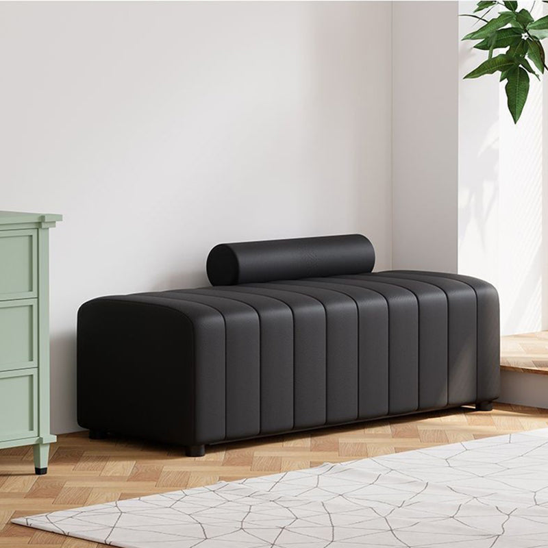 Contemporary Scandinavian Rectangular Cat Scratching Leather Faux Suede Fleece Solid Wood Sponge Plush Cotton Bench Backrest Armless For Entryway