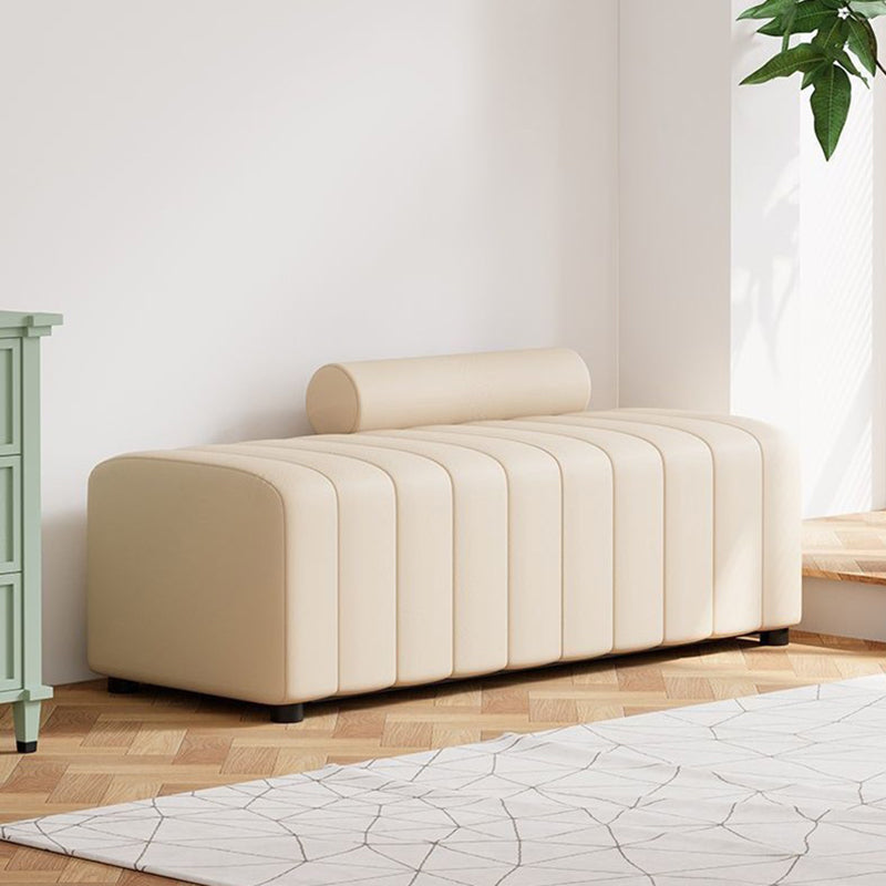 Contemporary Scandinavian Rectangular Cat Scratching Leather Faux Suede Fleece Solid Wood Sponge Plush Cotton Bench Backrest Armless For Entryway
