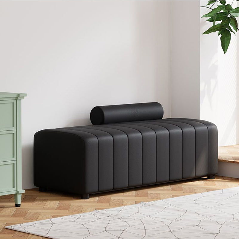 Contemporary Scandinavian Rectangular Cat Scratching Leather Faux Suede Fleece Solid Wood Sponge Plush Cotton Bench Backrest Armless For Entryway