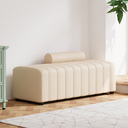 Contemporary Scandinavian Rectangular Cat Scratching Leather Faux Suede Fleece Solid Wood Sponge Plush Cotton Bench Backrest Armless For Entryway