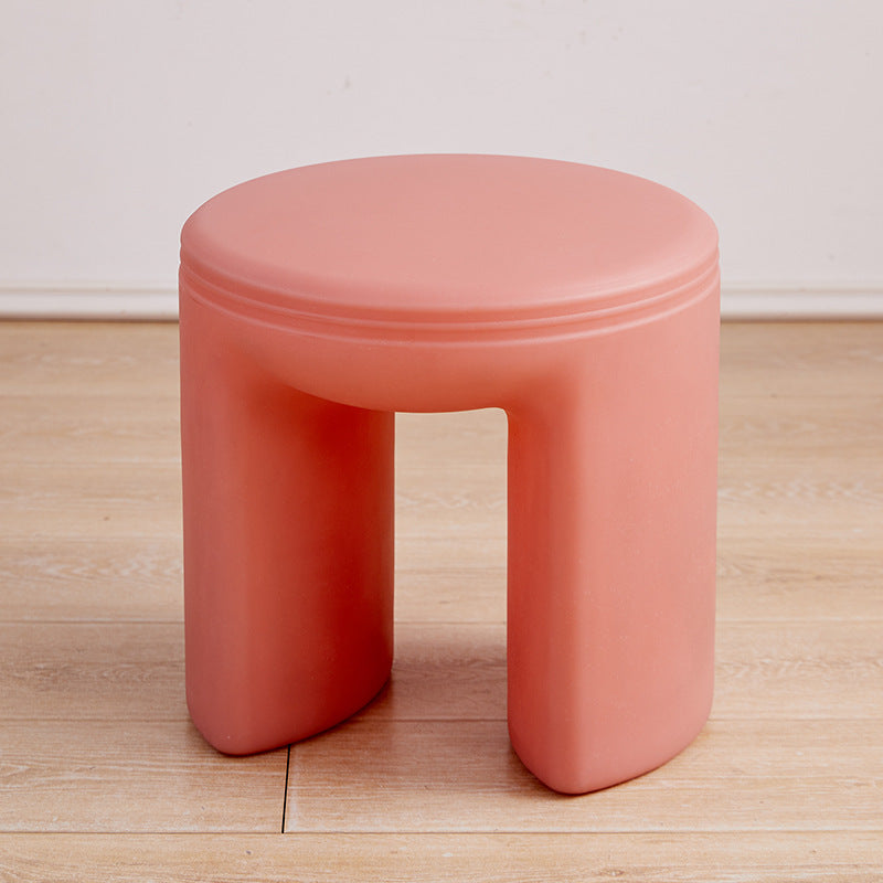 Modern Minimalist PE Round Low Stool Armless For Living Room