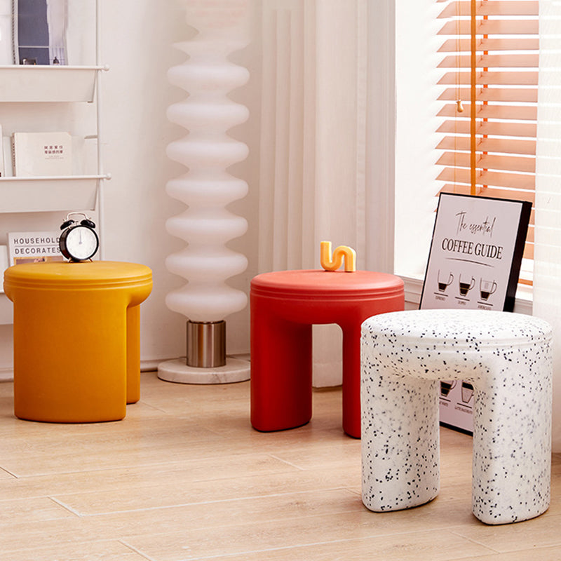 Modern Minimalist PE Round Low Stool Armless For Living Room