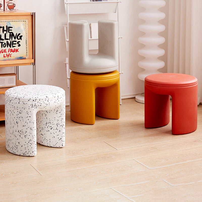 Modern Minimalist PE Round Low Stool Armless For Living Room